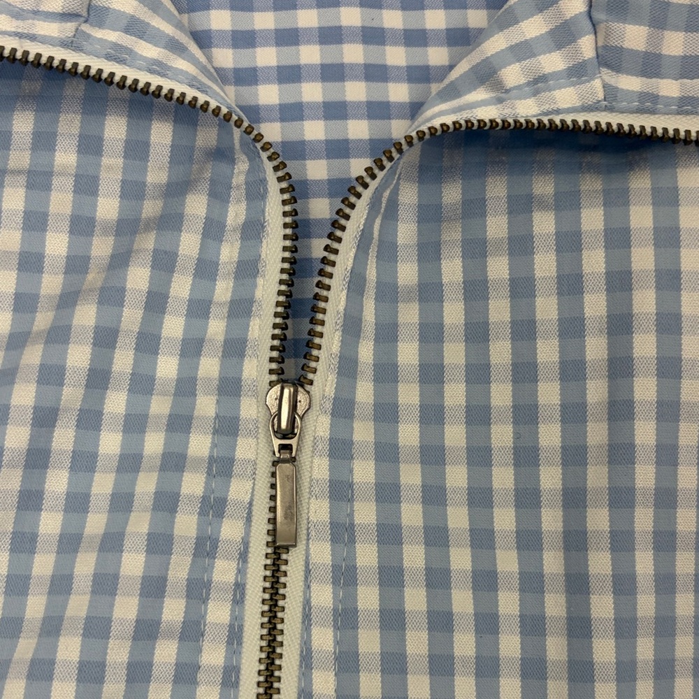 Chico's Light Blue Gingham Utility Jacket Size 2 - Picture 6 of 13